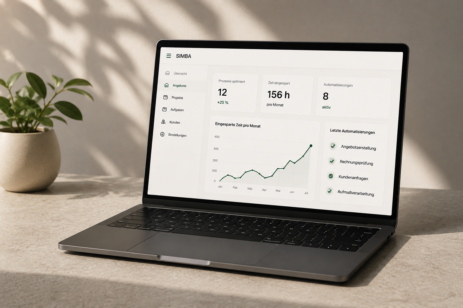 SIMBA Dashboard auf einem Laptop